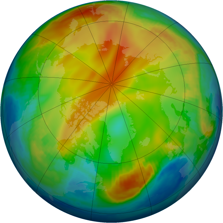 Arctic ozone map for 03 January 1999
